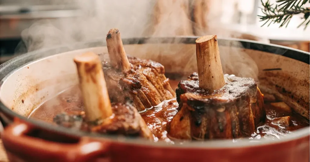 Braised short ribs in oven with rich sauce