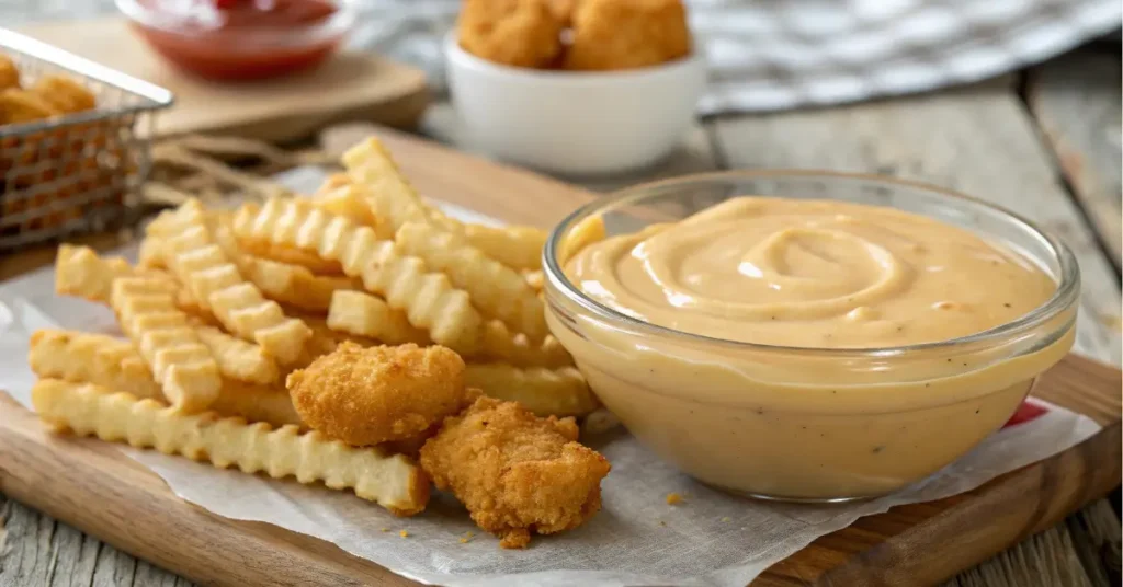 Chick-fil-A sauce made of creamy honey mustard and BBQ