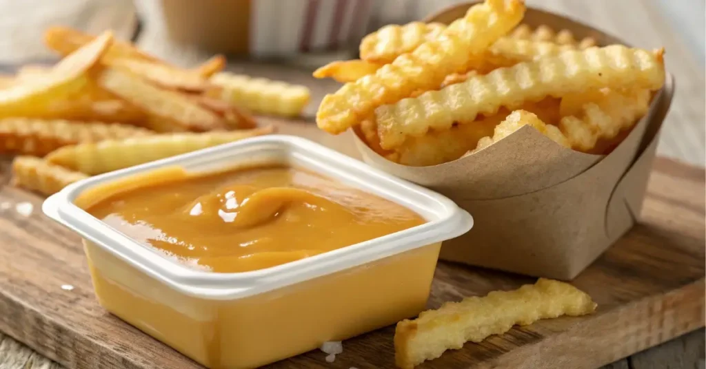 Close-up of Chick-fil-A sauce with fries