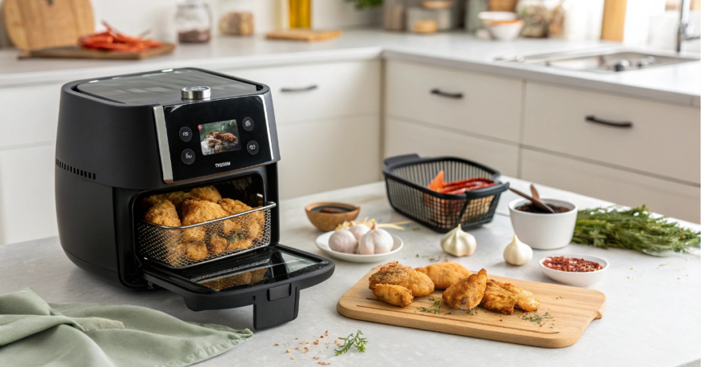 Crispy chicken tenders made in a Ninja air fryer