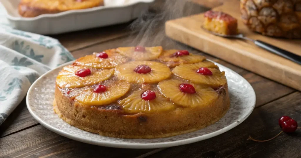 Fresh pineapple upside-down cake using box mix