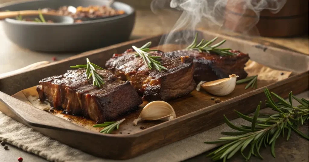 beef short ribs oven baked recipe with rosemary and garlic