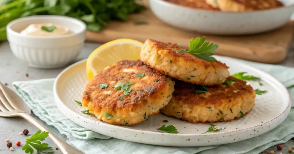 easy salmon patties recipe with lemon and parsley