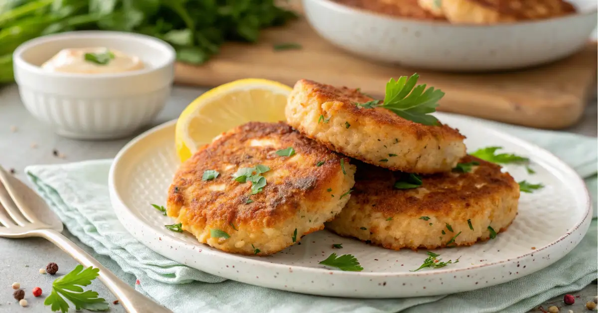 easy salmon patties recipe with lemon and parsley