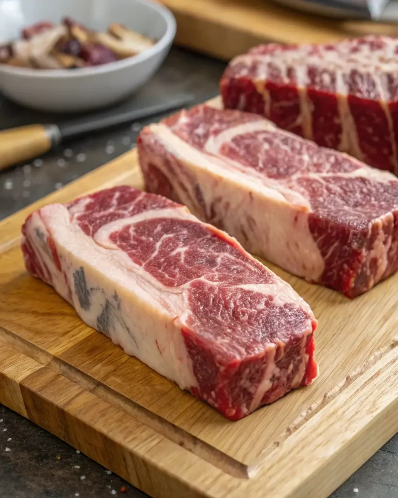 raw bone-in and boneless beef short ribs