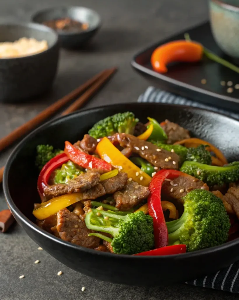 shaved beef stir-fry with broccoli