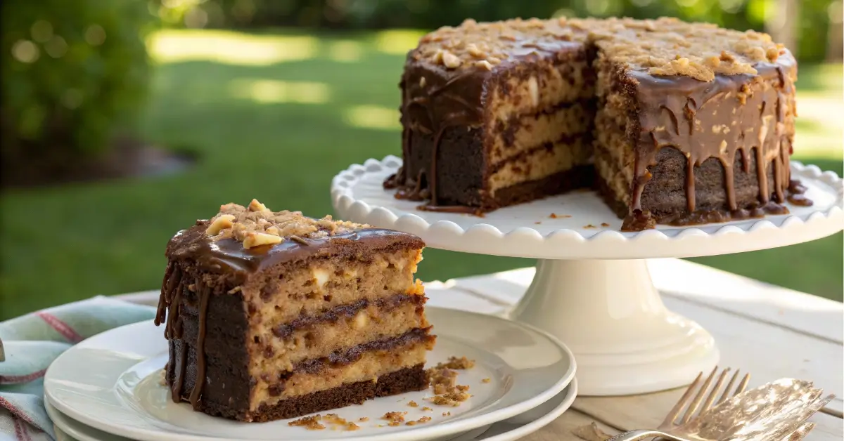 Baker's German chocolate cake with coconut-pecan frosting