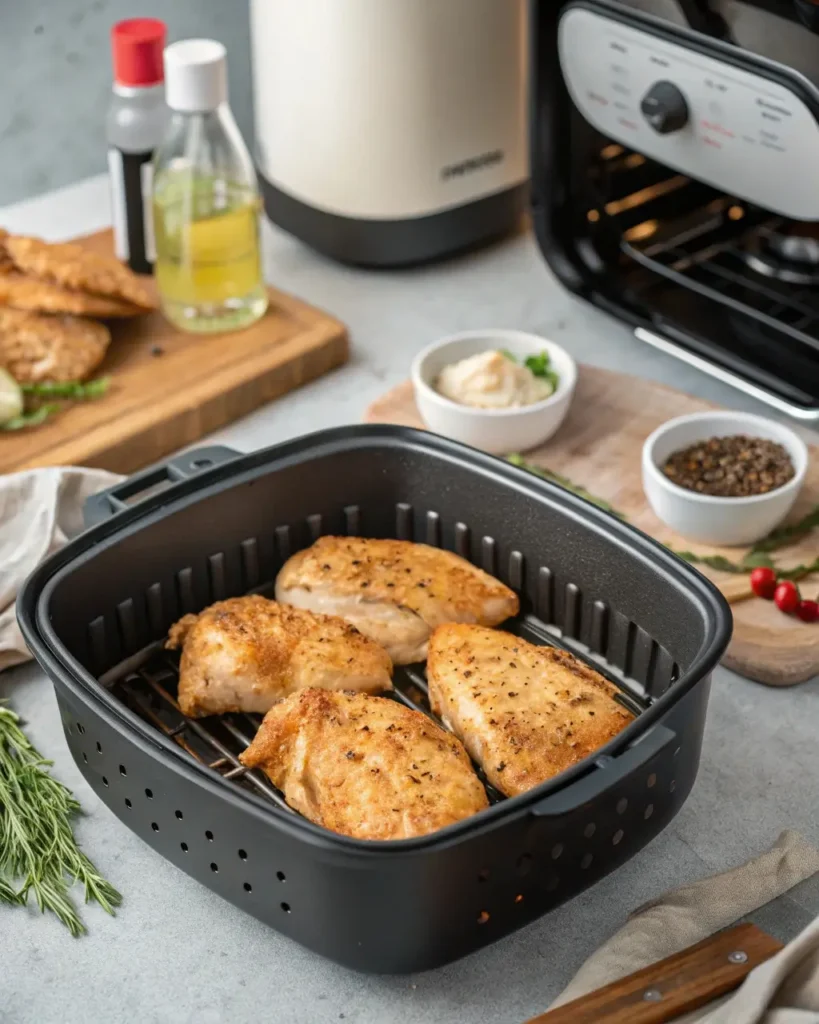 Cajun spiced thin chicken breasts in air fryer