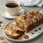 Chocolate chip banana bread with glaze