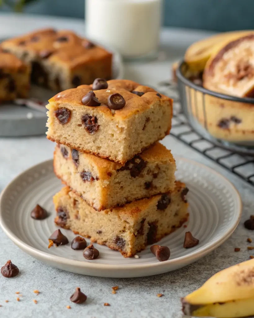 Chocolate chip banana cake made from banana cake mix