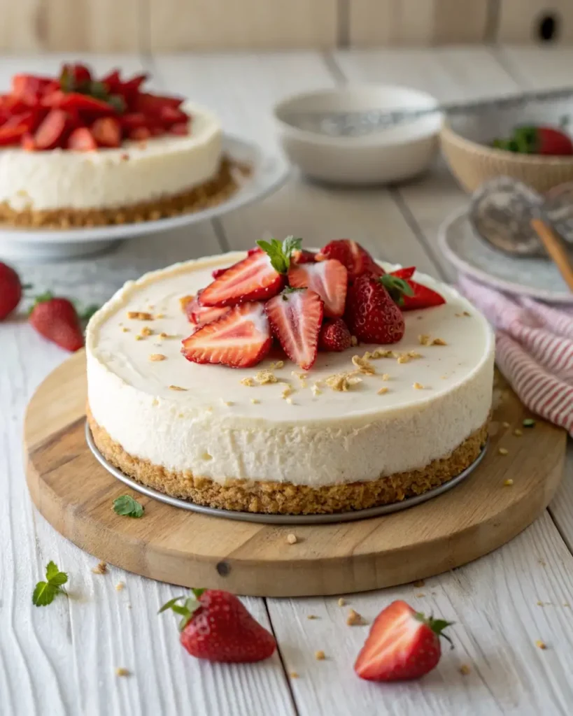 No-bake kraft cheesecake with strawberries
