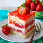 Vegan gluten-free jello poke cake with coconut topping