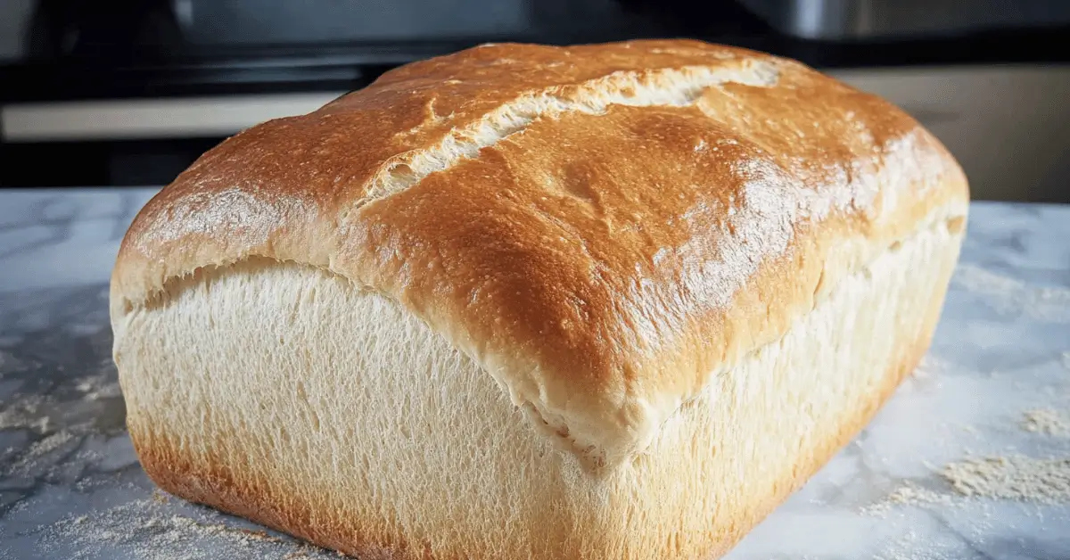 Bread machine sandwich bread freshly baked in kitchen