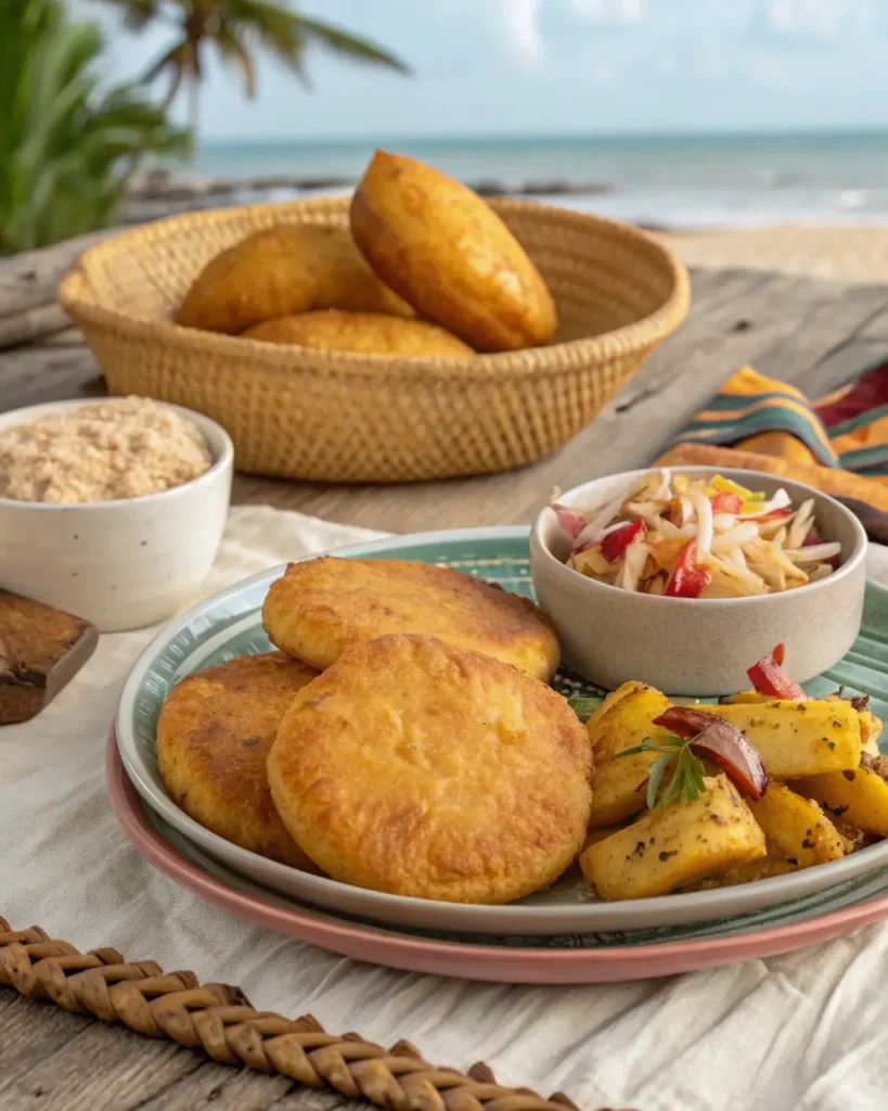 caribbean johnny cakes with saltfish