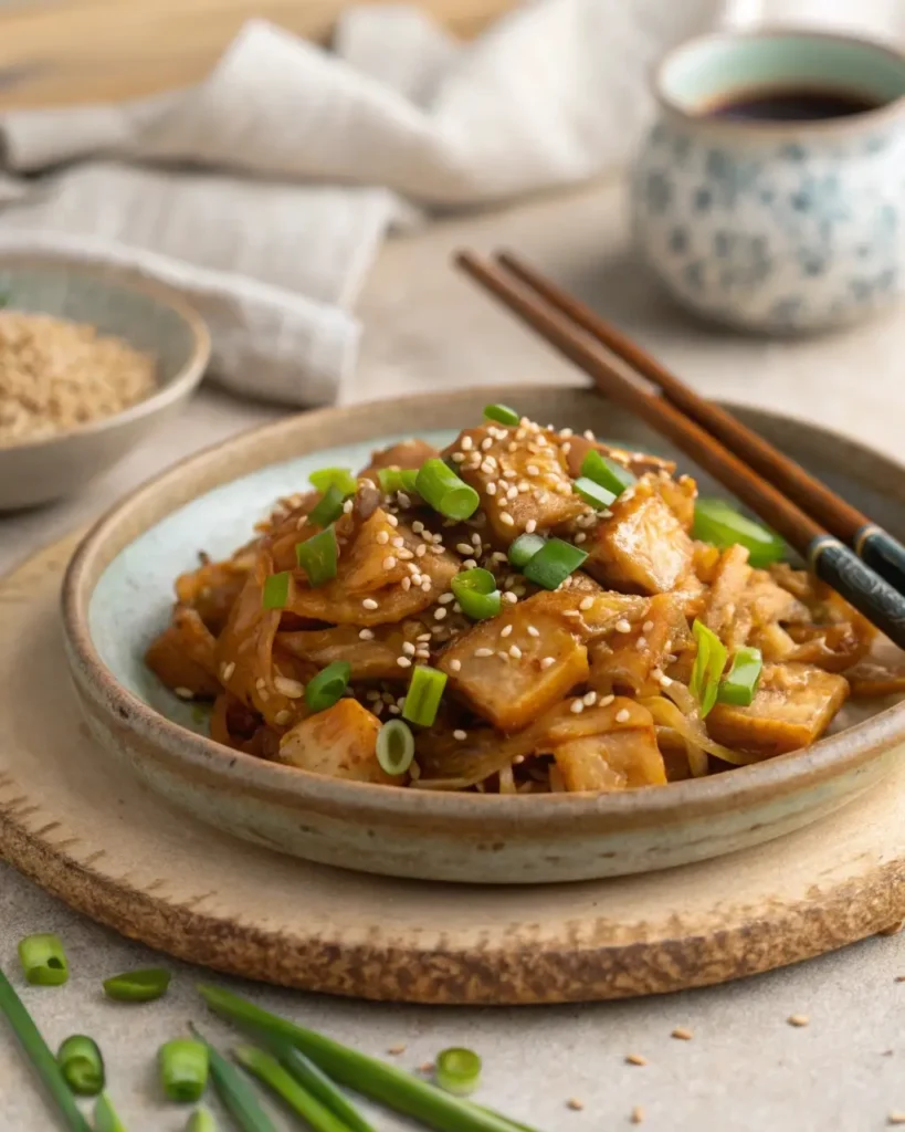 chow foon served with sesame and scallions