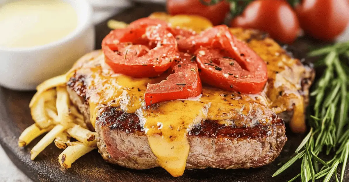 juicy ribeye steak Outback Steakhouse recipe sizzling in cast iron