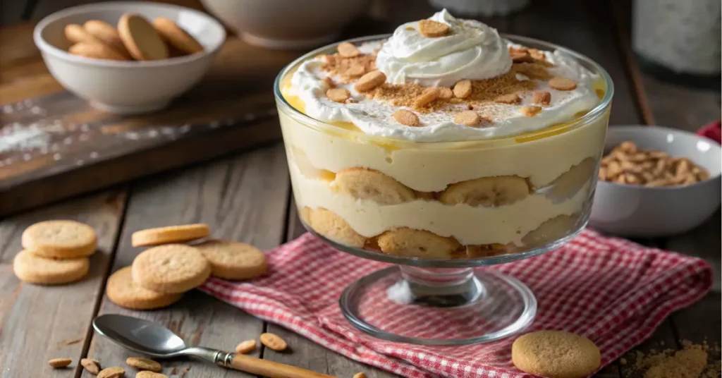 paula deen banana pudding in trifle bowl