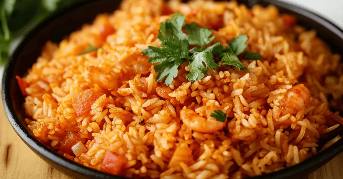 Spanish rice recipe with tomato and herbs