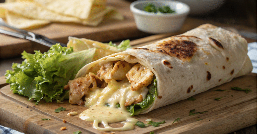 Cheesy Garlic Chicken Wraps freshly made