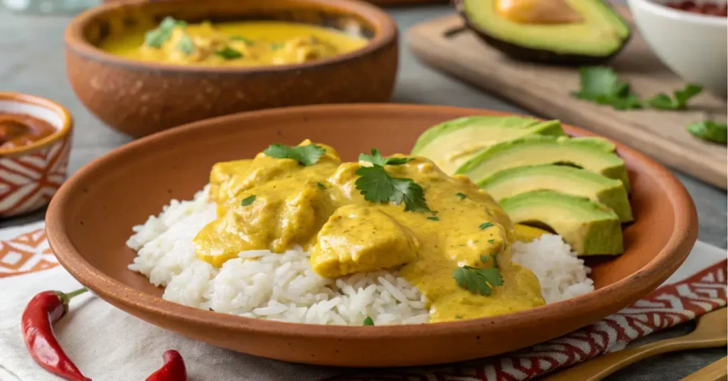 Churu Chicken Amarillo recipe en Lima served on traditional Peruvian dishware
