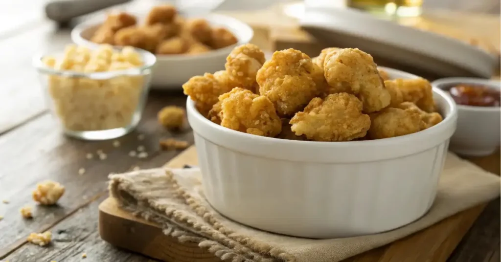 Close-up of Tyson Popcorn Chicken in bowl