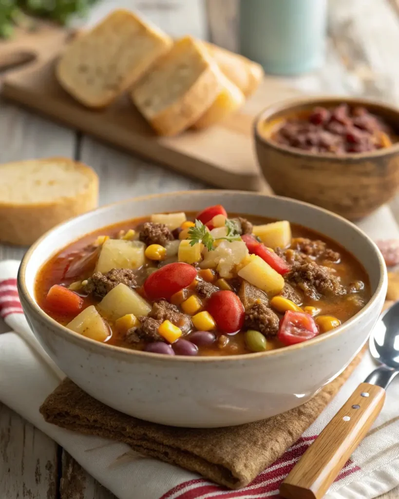 Cowboy style hamburger potato soup variation