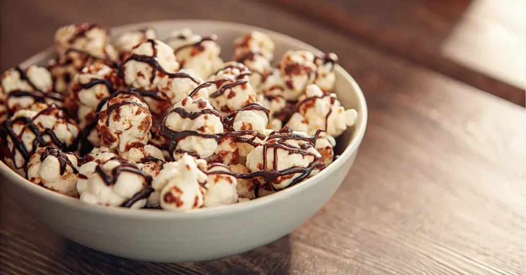 Protein popcorn with chocolate coating