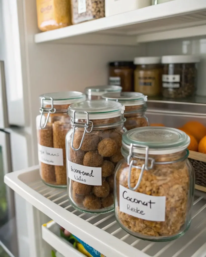 Store coconut clusters in airtight glass jars