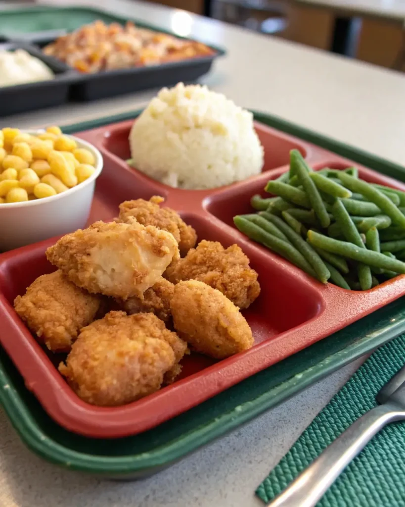 Tyson Popcorn Chicken on school lunch tray