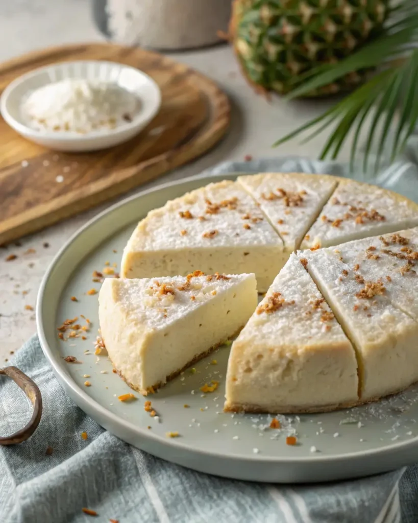 Vegan quesillo topped with coconut flakes