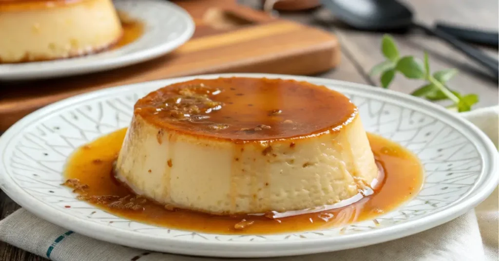 Venezuelan quesillo dessert with caramel glaze