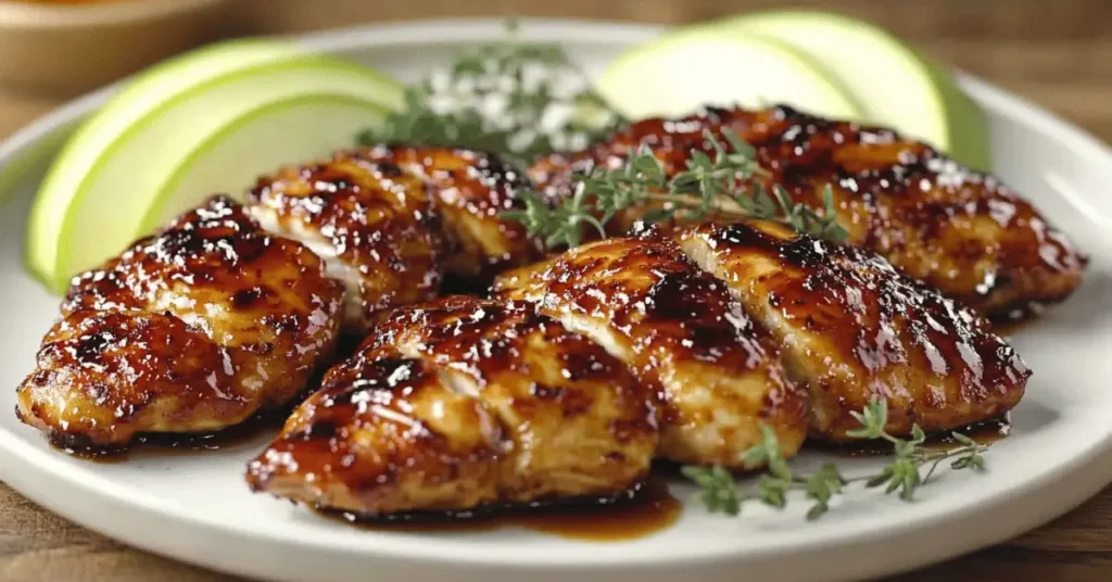 Apple and honey-glazed chicken tenders recipe in skillet