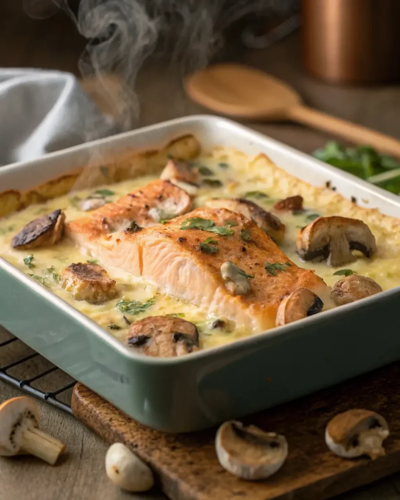 baked salmon mushroom casserole