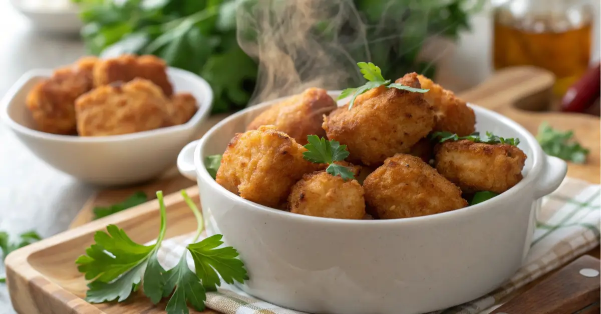 crispy chicken bites in air fryer served fresh