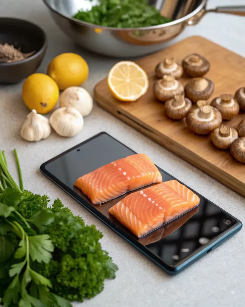 ingredients for salmon mushroom recipe