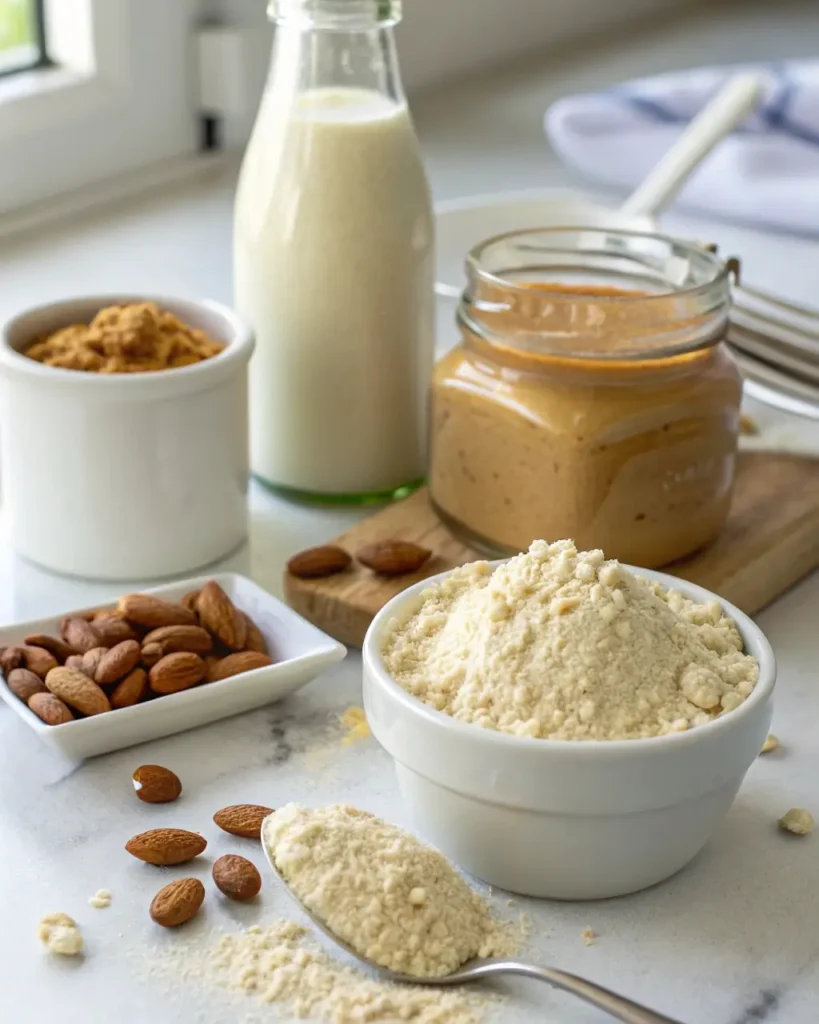 protein cookie dough ingredients like almond flour and protein powder