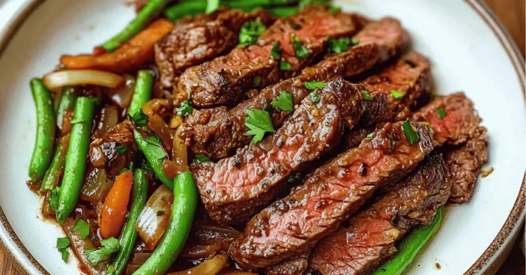 Close-up of fresh shaved ribeye steak on cutting board
