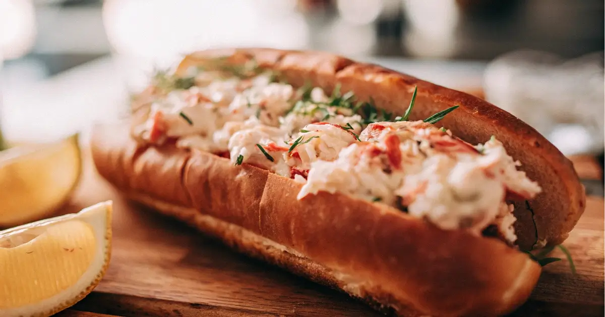 crab roll sandwich with lemon and chives