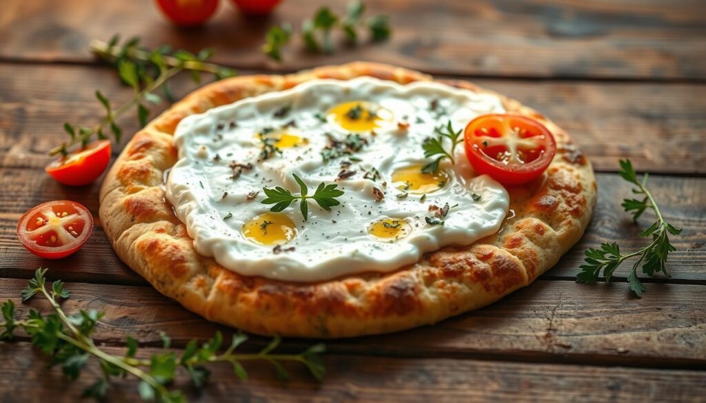 Flatbread with cottage cheese and toppings