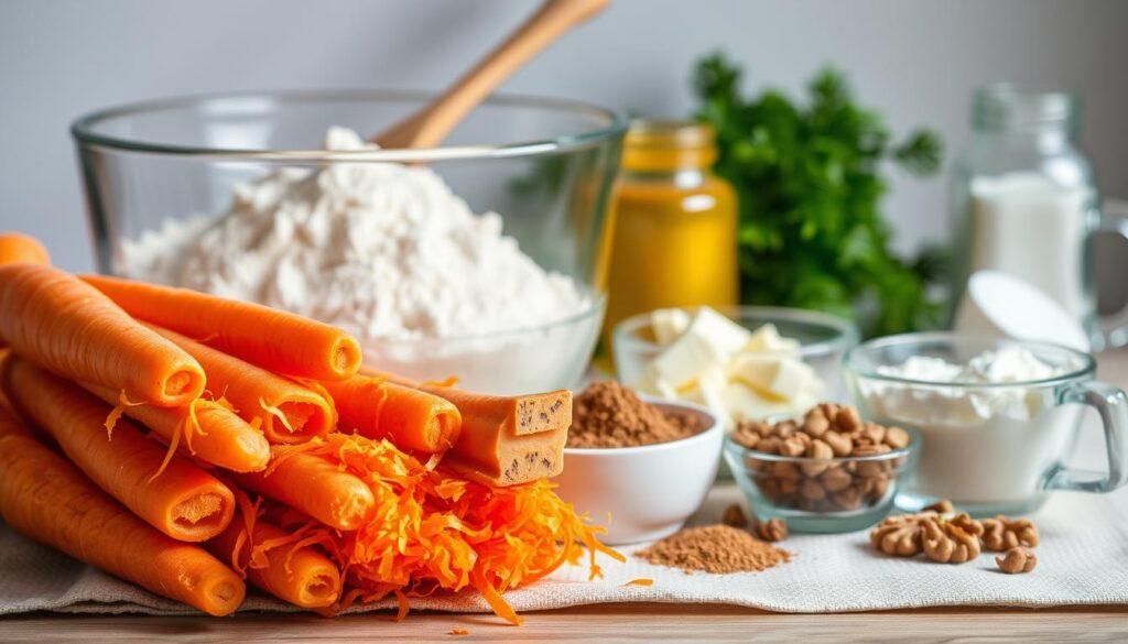 Homemade dessert ingredients for carrot cake recipe Homemade dessert ingredients for carrot cake recipe