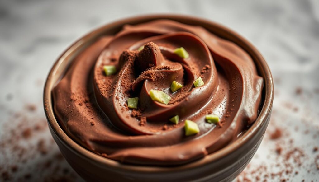creamy texture of avocado chocolate mousse