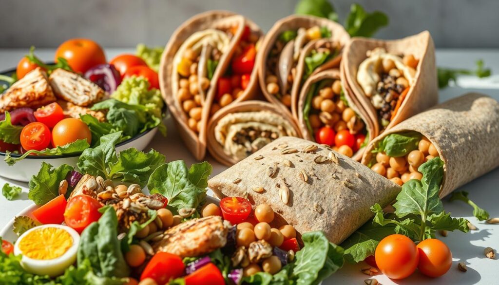 high-protein salads and protein-packed wraps