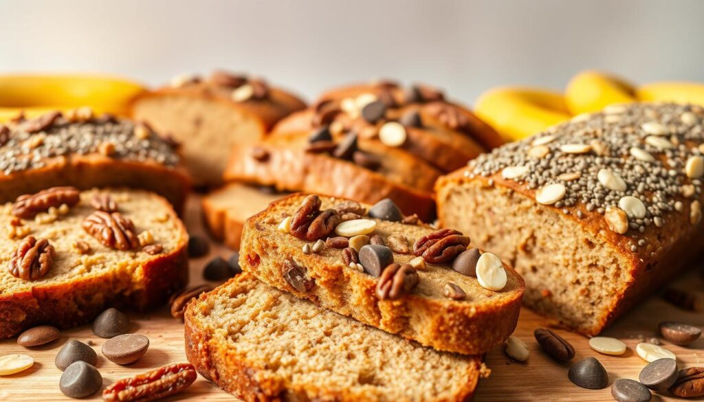 keto banana bread variations with nuts, seeds, and chocolate chips keto banana bread variations with nuts, seeds, and chocolate chips