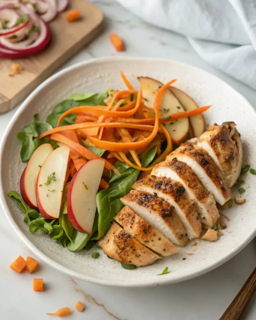 Carrot Apple Salad Served with Grilled Chicken