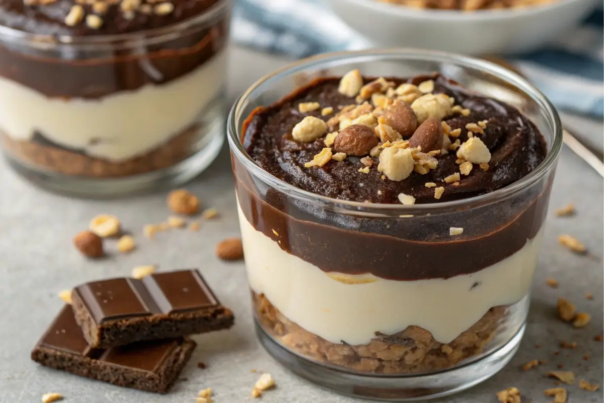 Chocolate Hazelnut Mascarpone Cups in dessert jar