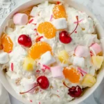 Classic Ambrosia Salad Recipe in glass bowl