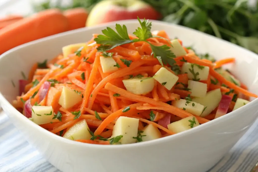 Fresh Carrot Apple Salad in a Bowl