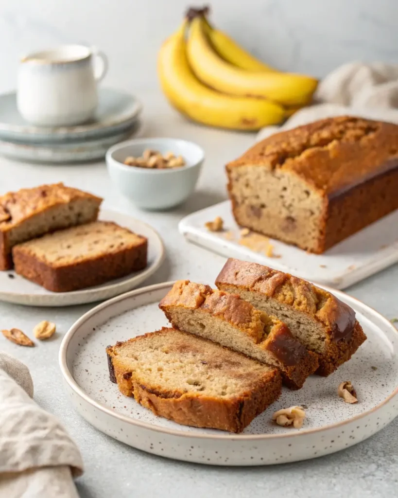 Gluten-free and vegan banana bread with cake mix