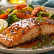 Honey Garlic Glazed Salmon with Steamed Veggies