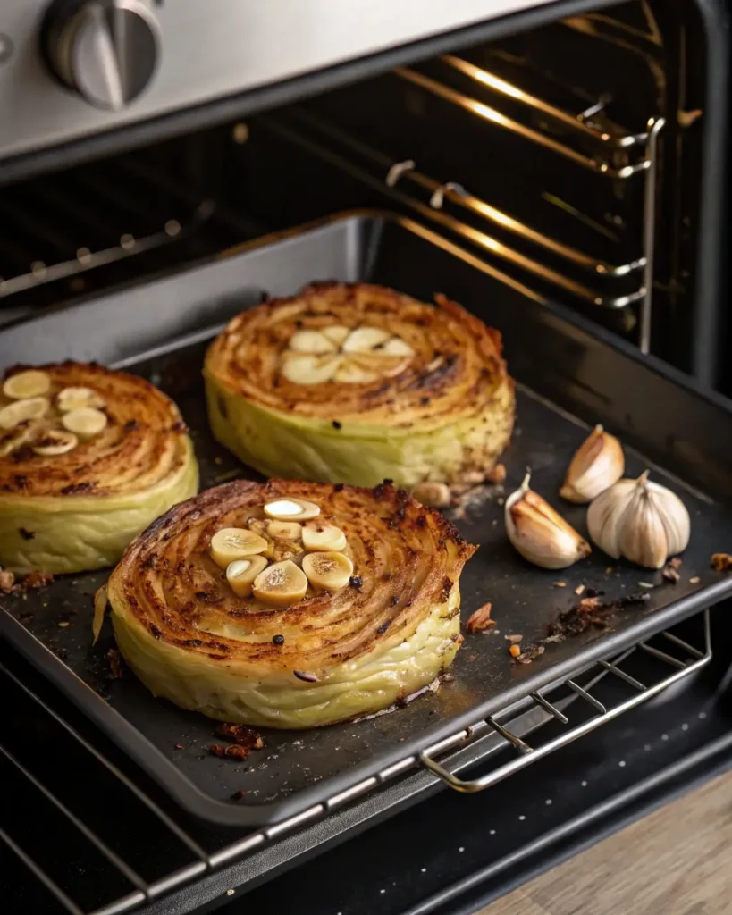 How long to cook oven roasted garlic cabbage steaks